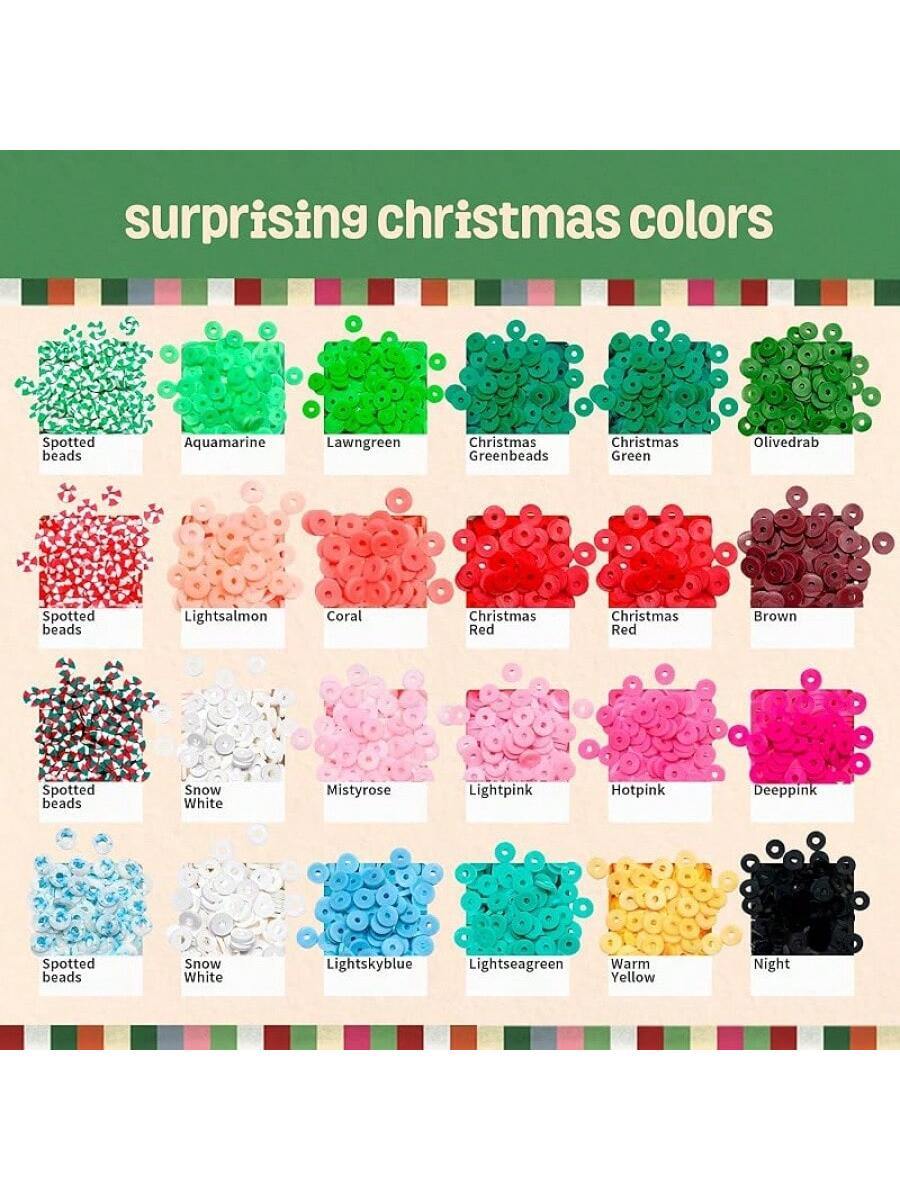 6000 Clay Beads Bracelet Making Kit, 24 Colors Flat Preppy Beads