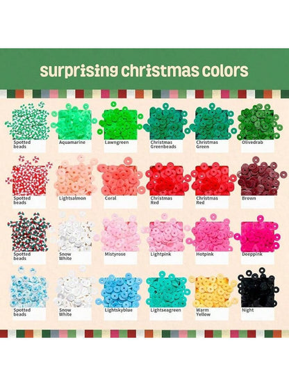 6000 Clay Beads Bracelet Making Kit, 24 Colors Flat Preppy Beads