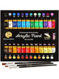 Acrylic Paint Set Canvas Art Paints, 24 Colors (0.41oz/12ml) with 3 Brushes