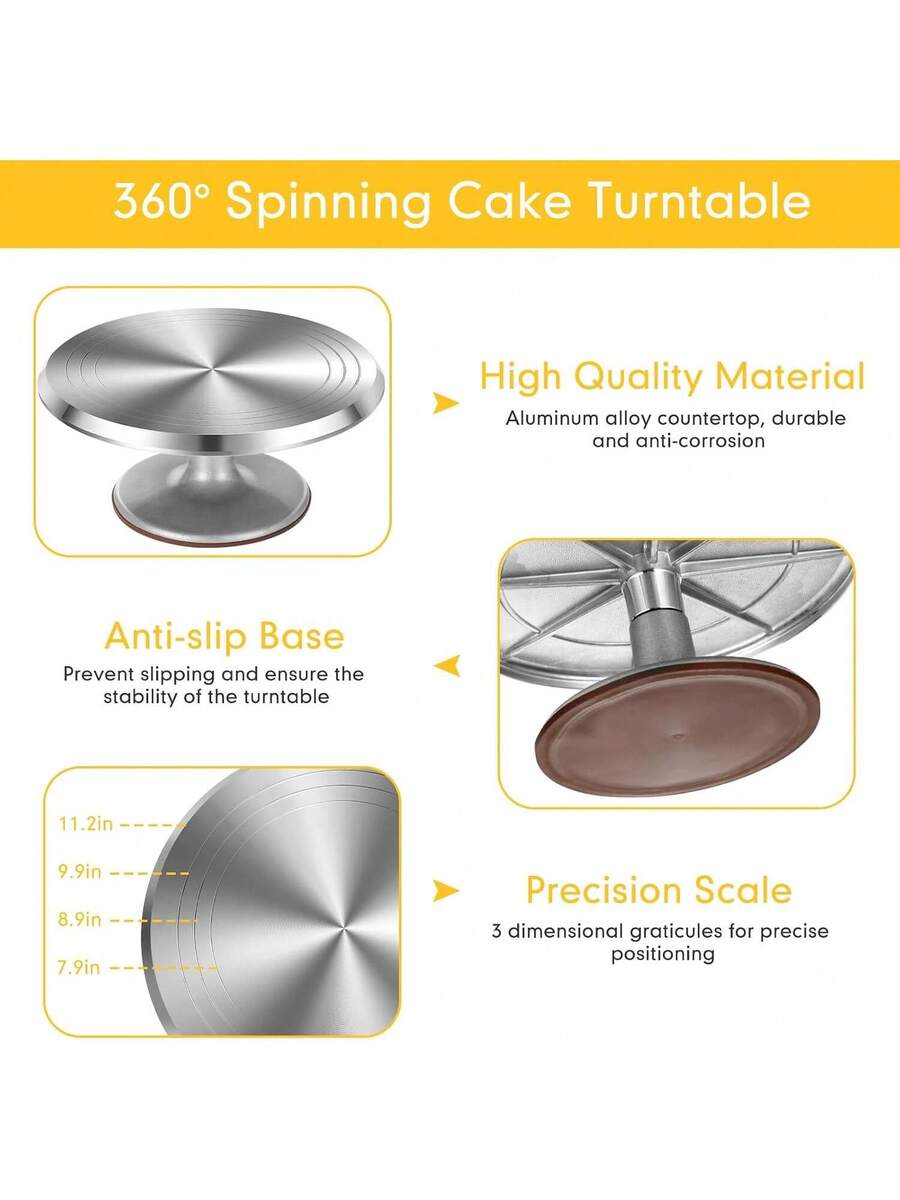 54 Pcs Aluminum Cake Decorating Tools Kit with 12-Inch Aluminum Cake Turntable