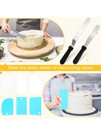 54 Pcs Aluminum Cake Decorating Tools Kit with 12-Inch Aluminum Cake Turntable