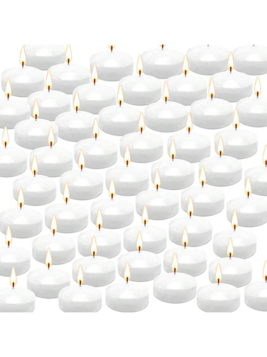 2-Inch (50) White Floating Candle Set, 4.5 Hours Burning Time