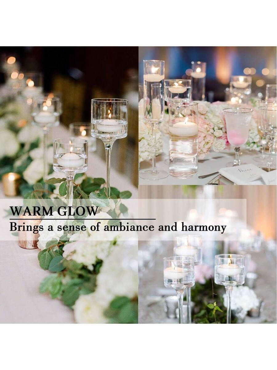 2-Inch (50) White Floating Candle Set, 4.5 Hours Burning Time