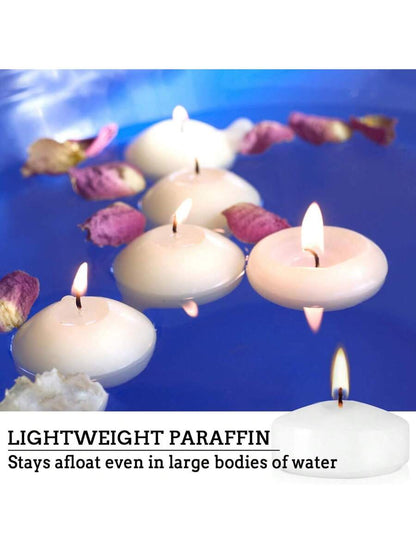 2-Inch (50) White Floating Candle Set, 4.5 Hours Burning Time