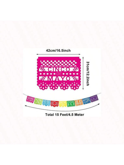 4packs Mexican Party Banners, 60Ft Carnival Plastic Paper Banner