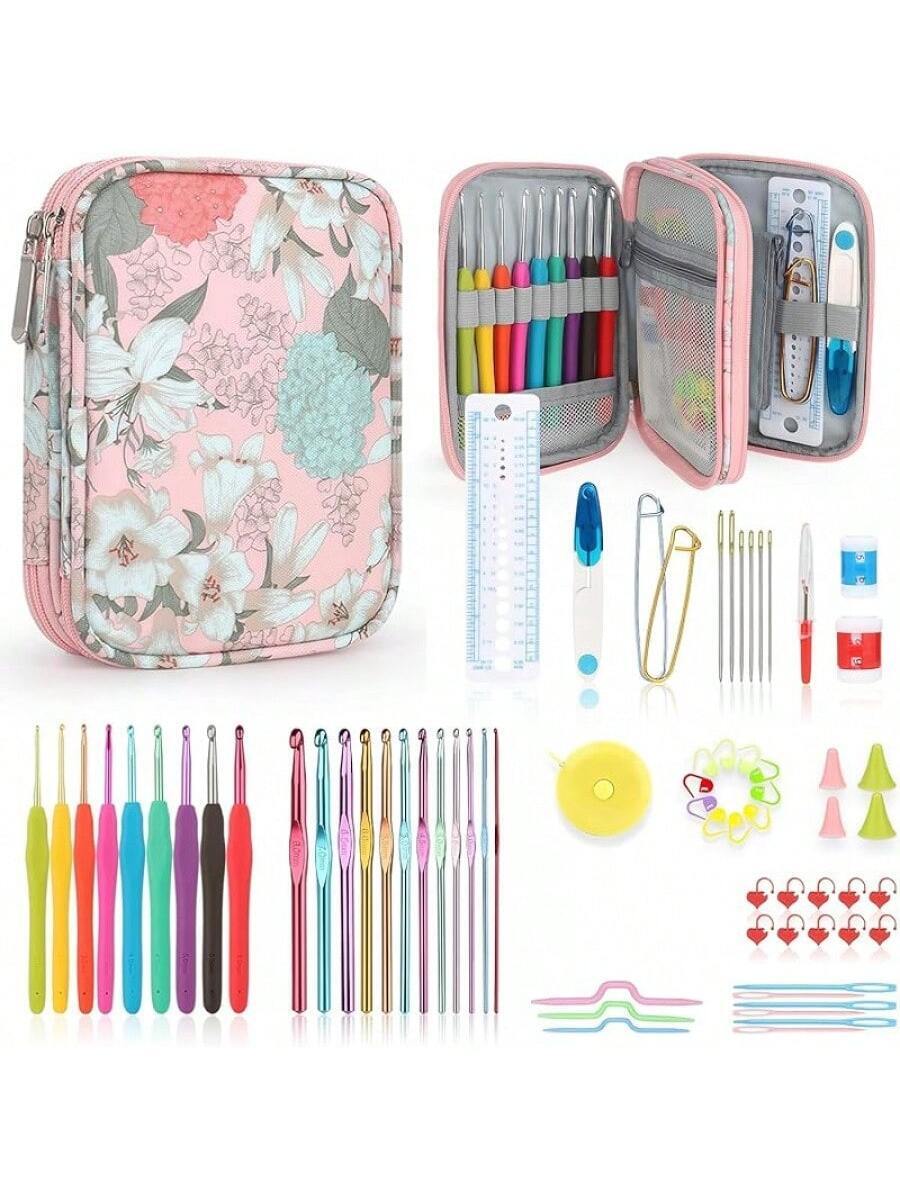 Crochet Hooks Kit With, 85-Piece, Ergonomic Crochet Needles Weave Yarn Kits Hand Knitting Art Tools Beginners And Experienced Crochet Lovers