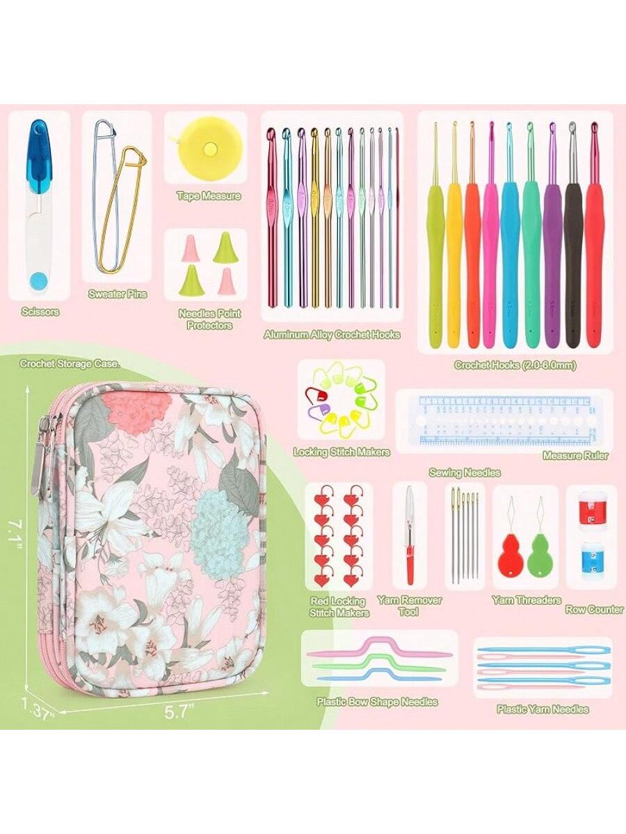 Crochet Hooks Kit With, 85-Piece, Ergonomic Crochet Needles Weave Yarn Kits Hand Knitting Art Tools Beginners And Experienced Crochet Lovers