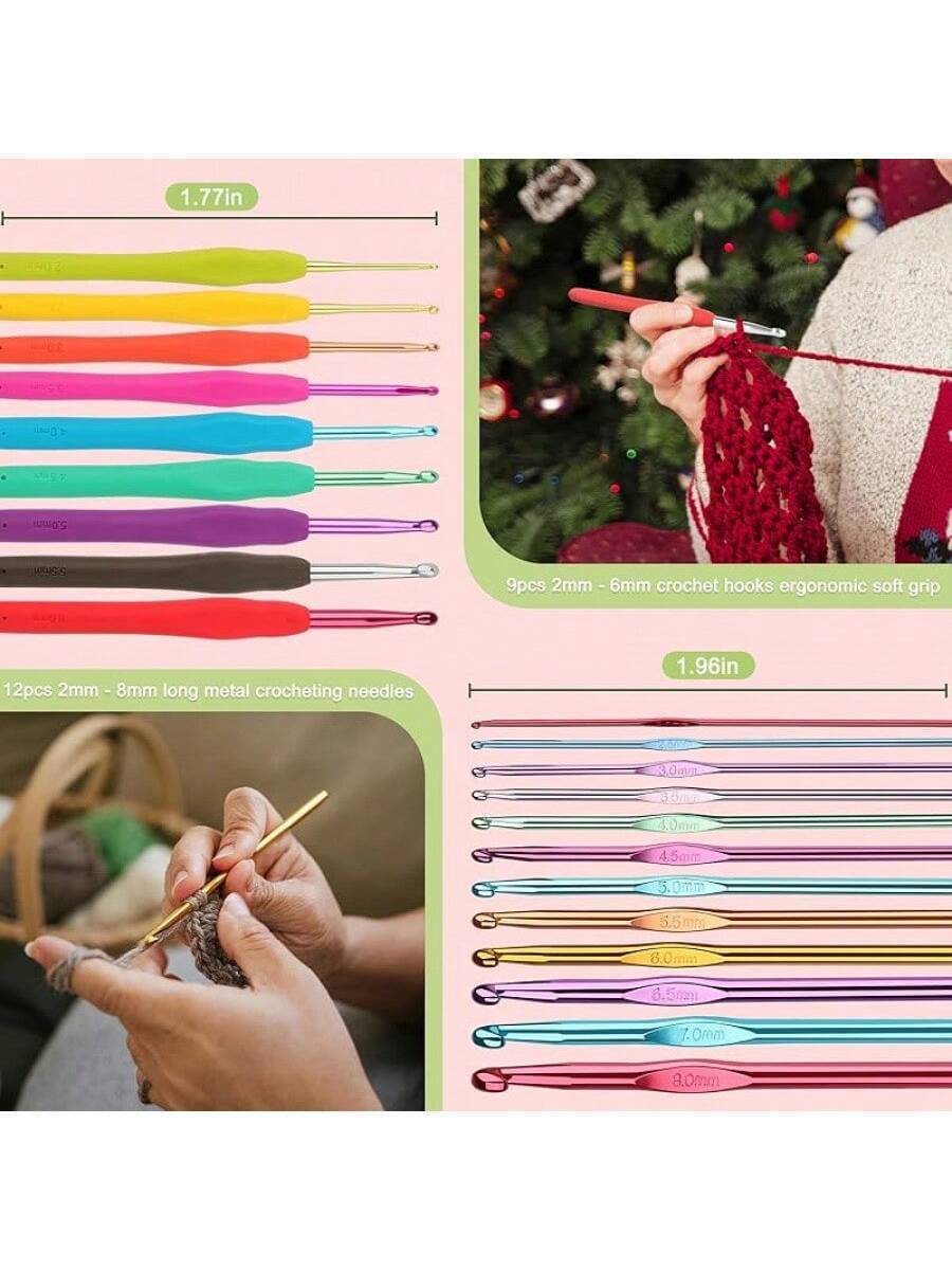 Crochet Hooks Kit With, 85-Piece, Ergonomic Crochet Needles Weave Yarn Kits Hand Knitting Art Tools Beginners And Experienced Crochet Lovers