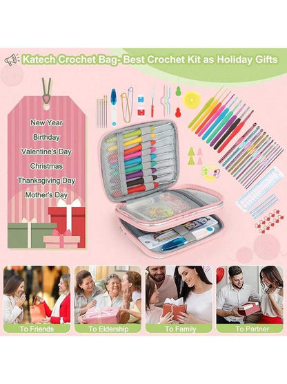 Crochet Hooks Kit With, 85-Piece, Ergonomic Crochet Needles Weave Yarn Kits Hand Knitting Art Tools Beginners And Experienced Crochet Lovers