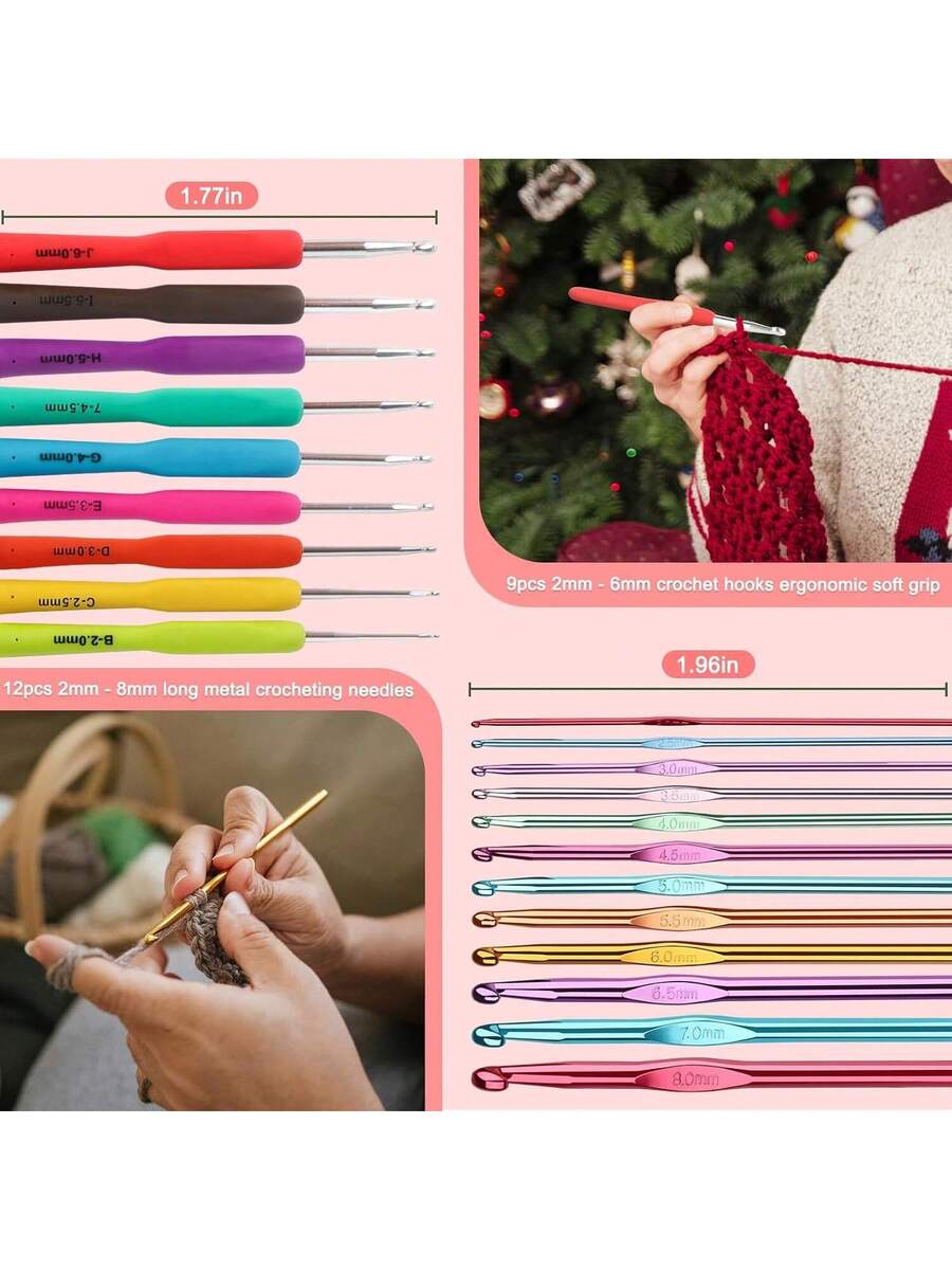 Crochet Hooks Kit With, 85-Piece, Ergonomic Crochet Needles Weave Yarn Kits Hand Knitting Art Tools Beginners And Experienced Crochet Lovers