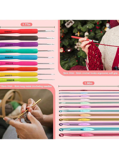 Crochet Hooks Kit With, 85-Piece, Ergonomic Crochet Needles Weave Yarn Kits Hand Knitting Art Tools Beginners And Experienced Crochet Lovers