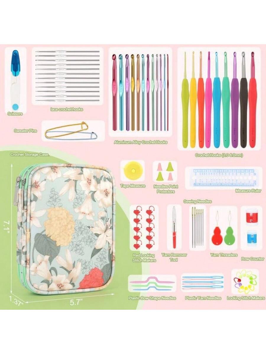 Crochet Hooks Kit With, 85-Piece, Ergonomic Crochet Needles Weave Yarn Kits Hand Knitting Art Tools Beginners And Experienced Crochet Lovers