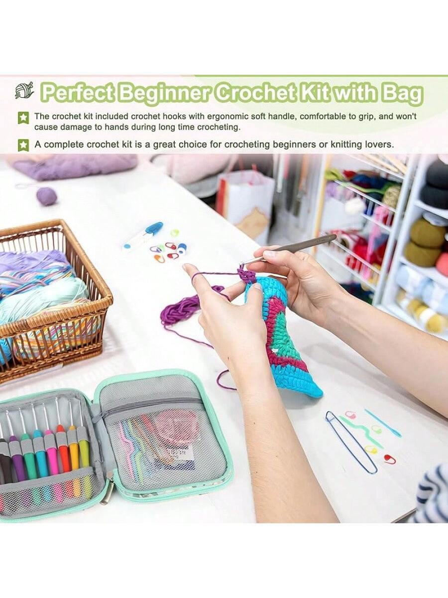 Crochet Hooks Kit With, 85-Piece, Ergonomic Crochet Needles Weave Yarn Kits Hand Knitting Art Tools Beginners And Experienced Crochet Lovers