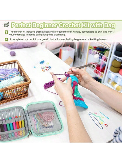 Crochet Hooks Kit With, 85-Piece, Ergonomic Crochet Needles Weave Yarn Kits Hand Knitting Art Tools Beginners And Experienced Crochet Lovers