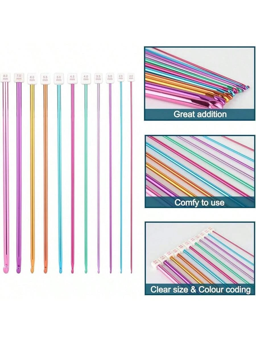 23-PCS Tunisian Crochet Hooks Set with Metal and Carbonized Afghan Needles