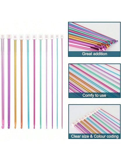 23-PCS Tunisian Crochet Hooks Set with Metal and Carbonized Afghan Needles