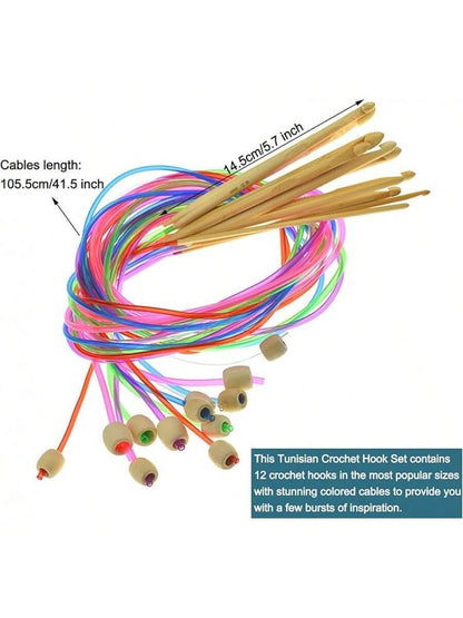 23-PCS Tunisian Crochet Hooks Set with Metal and Carbonized Afghan Needles