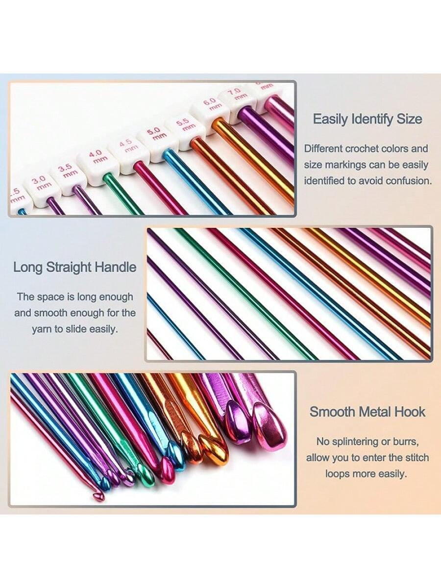 23-PCS Tunisian Crochet Hooks Set with Metal and Carbonized Afghan Needles