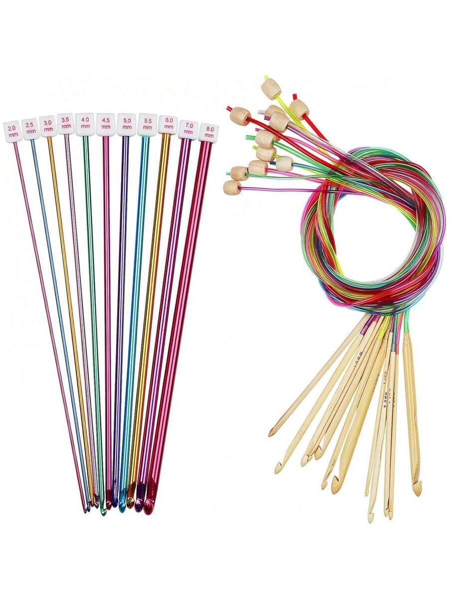 23-PCS Tunisian Crochet Hooks Set with Metal and Carbonized Afghan Needles