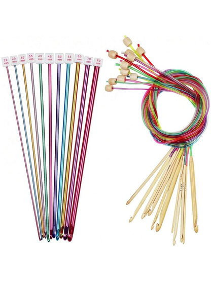 23-PCS Tunisian Crochet Hooks Set with Metal and Carbonized Afghan Needles