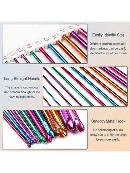 23-PCS Tunisian Crochet Hooks Set with Metal and Carbonized Afghan Needles