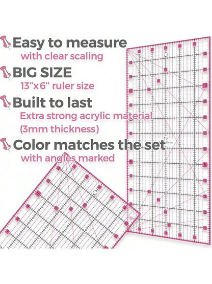 Rotary Cutter Set Turquoise Quilting Kit, A4 Cutting Mat with 45mm Fabric Cutter (Pink)