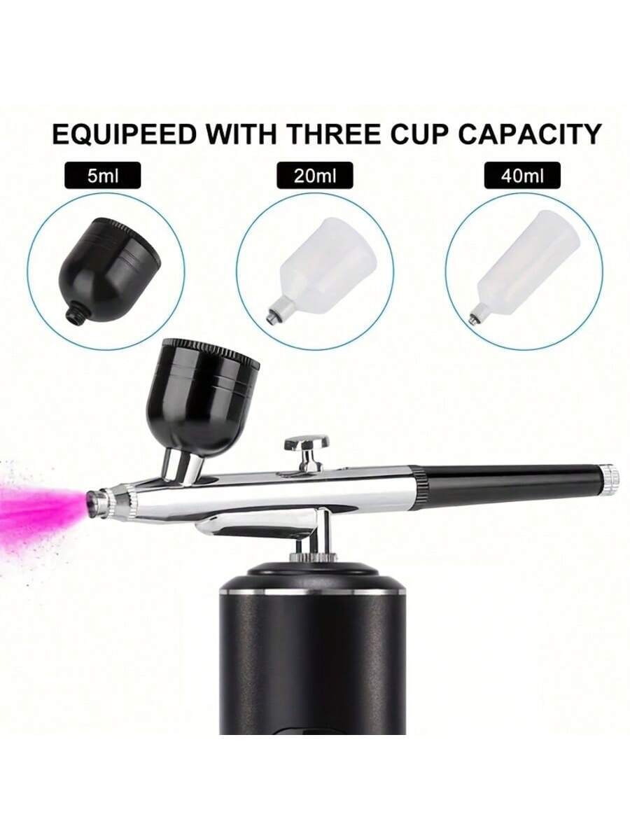 Airbrush Kit with Compressor, Digital Display, 3-Speed Adjustment, Rechargeable 900mAh Lithium Battery