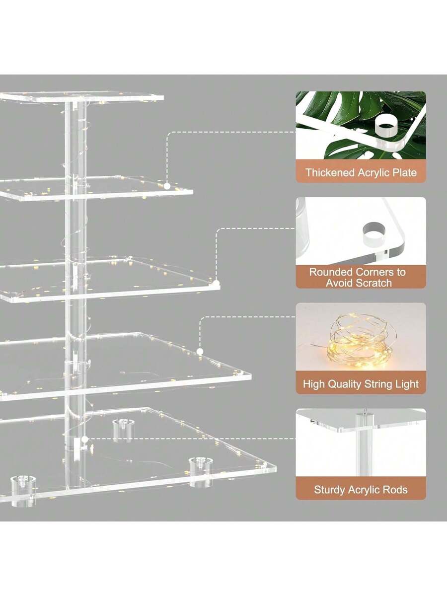 Acrylic Cake Stand with LED Light, Multi-Tier Cake Stand Dessert Food Stand