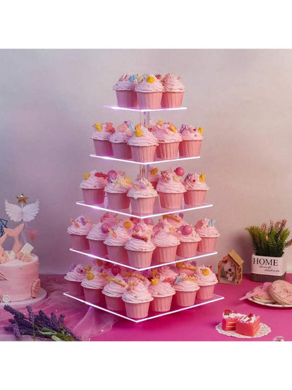 Acrylic Cake Stand with LED Light, Multi-Tier Cake Stand Dessert Food Stand