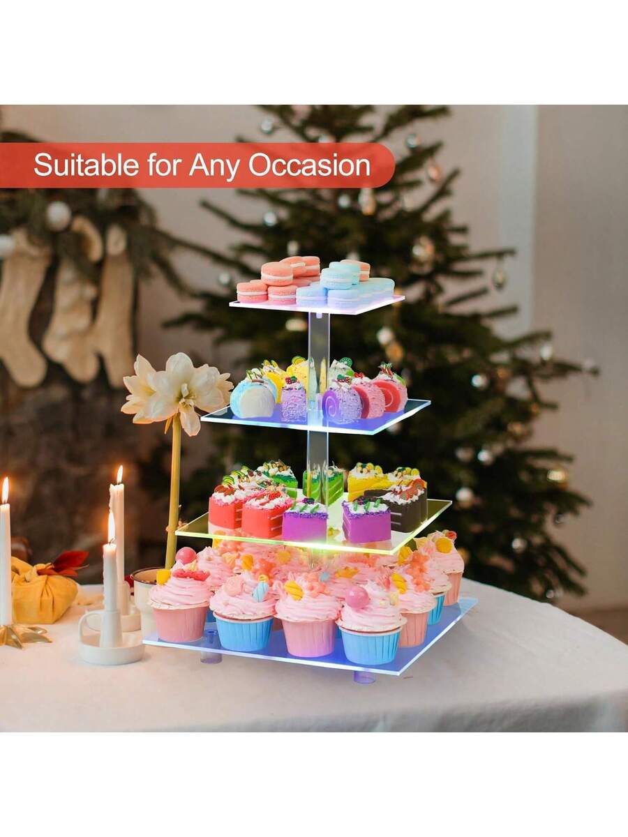 Acrylic Cake Stand with LED Light, Multi-Tier Cake Stand Dessert Food Stand