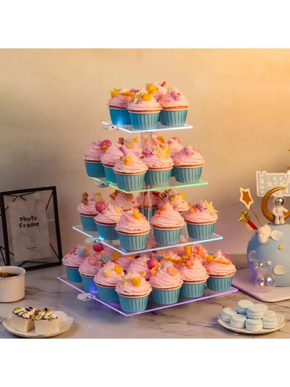 Acrylic Cake Stand with LED Light, Multi-Tier Cake Stand Dessert Food Stand