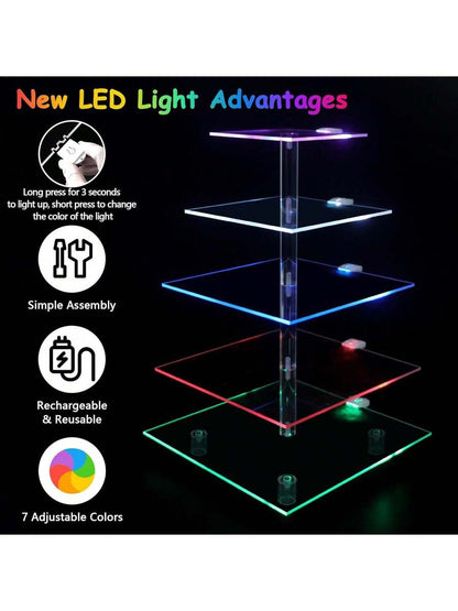 Acrylic Cake Stand with LED Light, Multi-Tier Cake Stand Dessert Food Stand