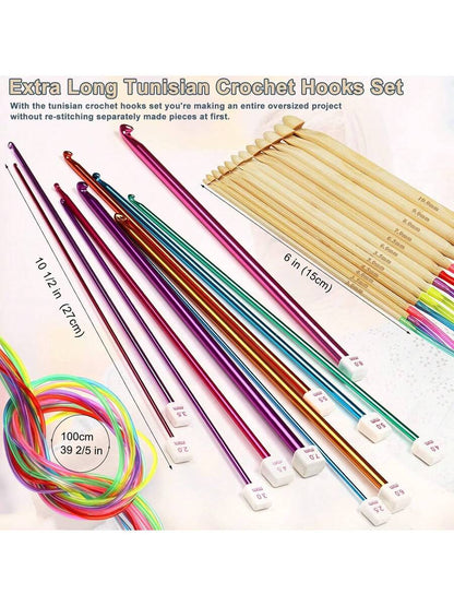 23-PCS Tunisian Crochet Hooks Set with Metal and Carbonized Afghan Needles