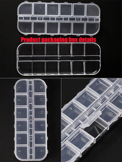 12 Grids 6 Sizes Clear Rhinestones in 6 Sizes, Flatback Shiny Crystal AB Nail Art Gems