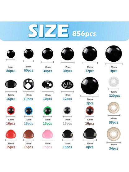 856PCS Safety Eyes and Noses for Amigurumi, Stuffed Crochet Eyes with Washers