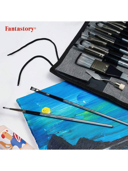 24pcs Paint Brush Set, Fuumuui Acrylic Paint Brushes Professional Artist Series