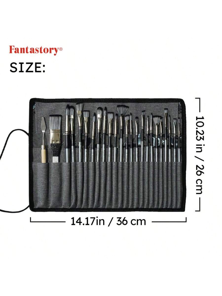 24pcs Paint Brush Set, Fuumuui Acrylic Paint Brushes Professional Artist Series