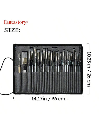 24pcs Paint Brush Set, Fuumuui Acrylic Paint Brushes Professional Artist Series
