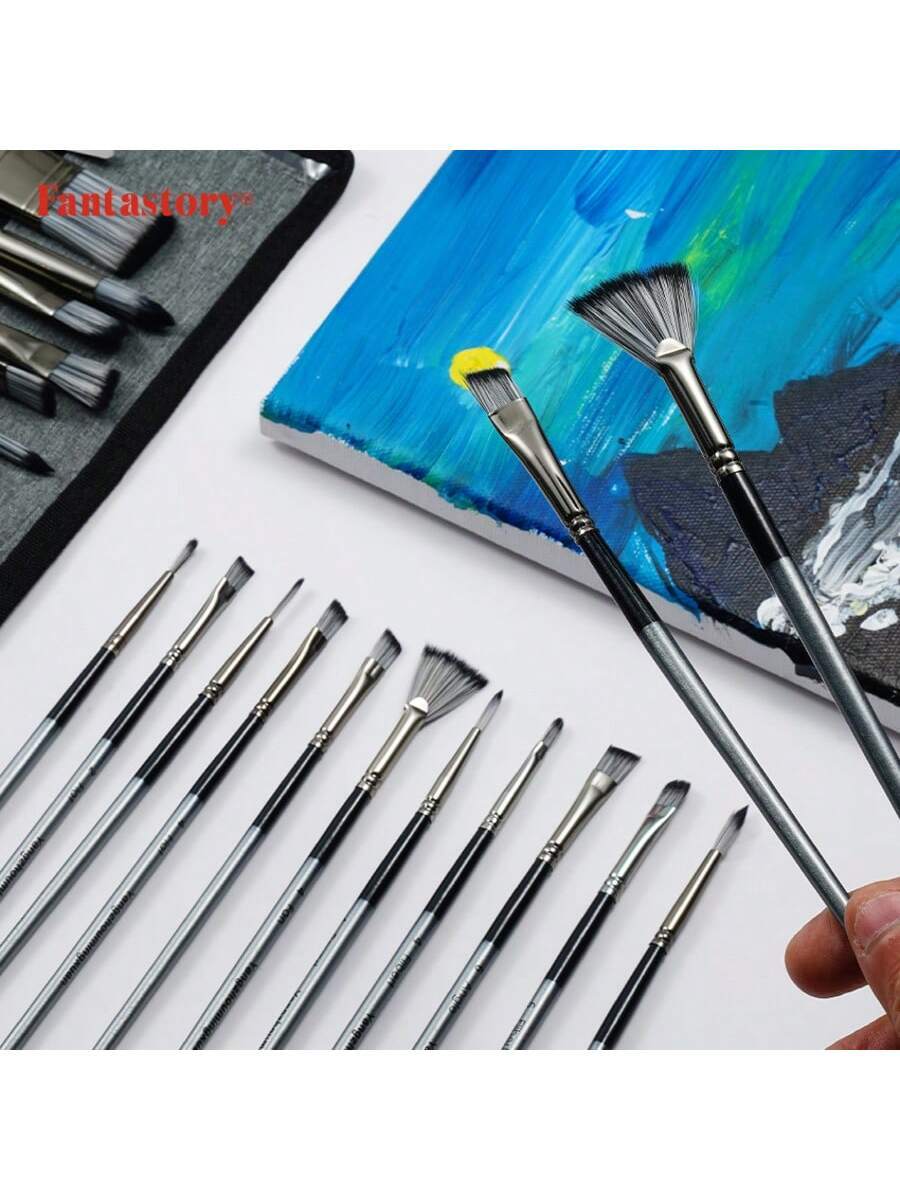24pcs Paint Brush Set, Fuumuui Acrylic Paint Brushes Professional Artist Series