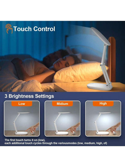 LED Desk Lamp, Battery Operated Rechargeable Foldable Portable Light