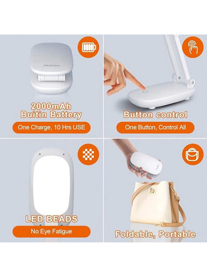 LED Desk Lamp, Battery Operated Rechargeable Foldable Portable Light