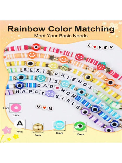 Clay Beads Bracelet Making Kit, 5000 Pcs Friendship Bracelet Kits Flat Beads For Jewelry Making