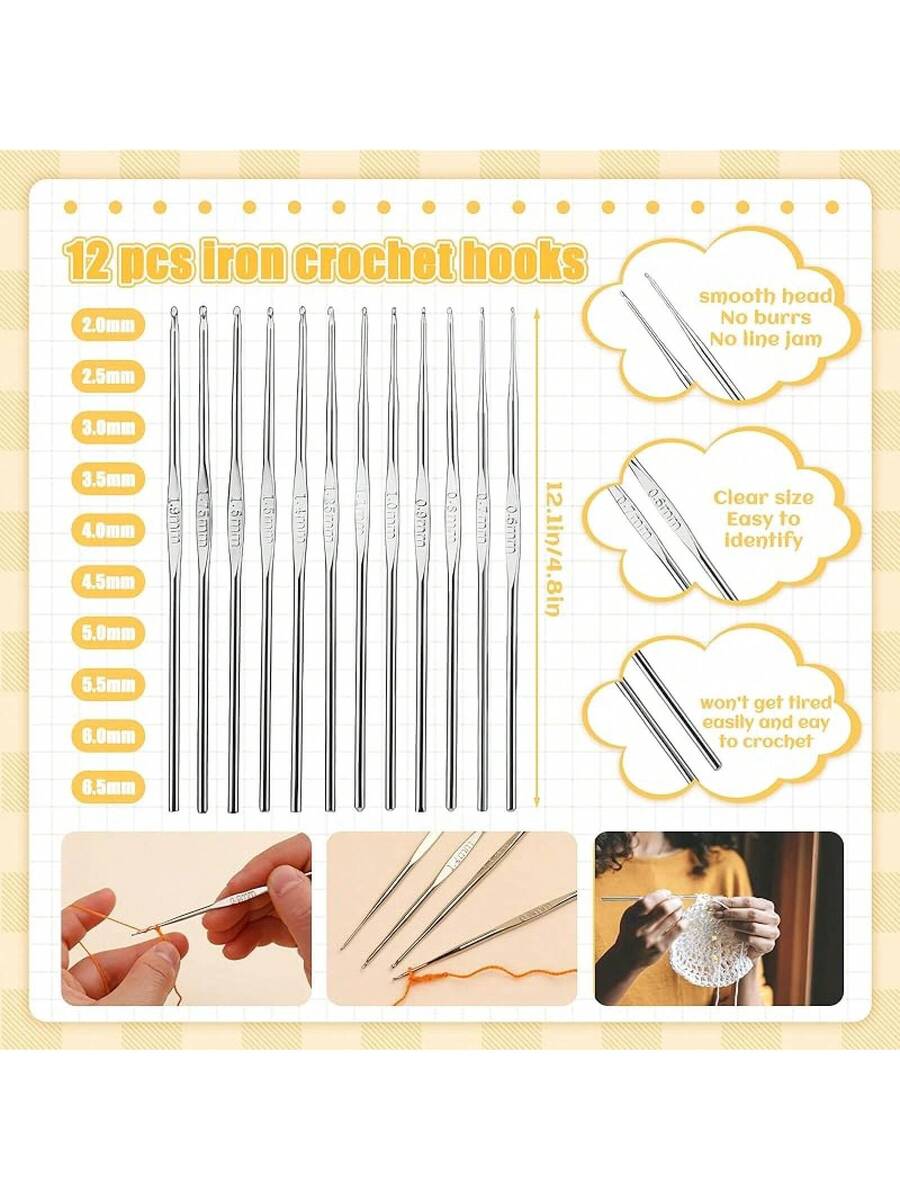 90 Pcs Crochet Set with Hooks, Markers, Needles and Plastic Needles Holders