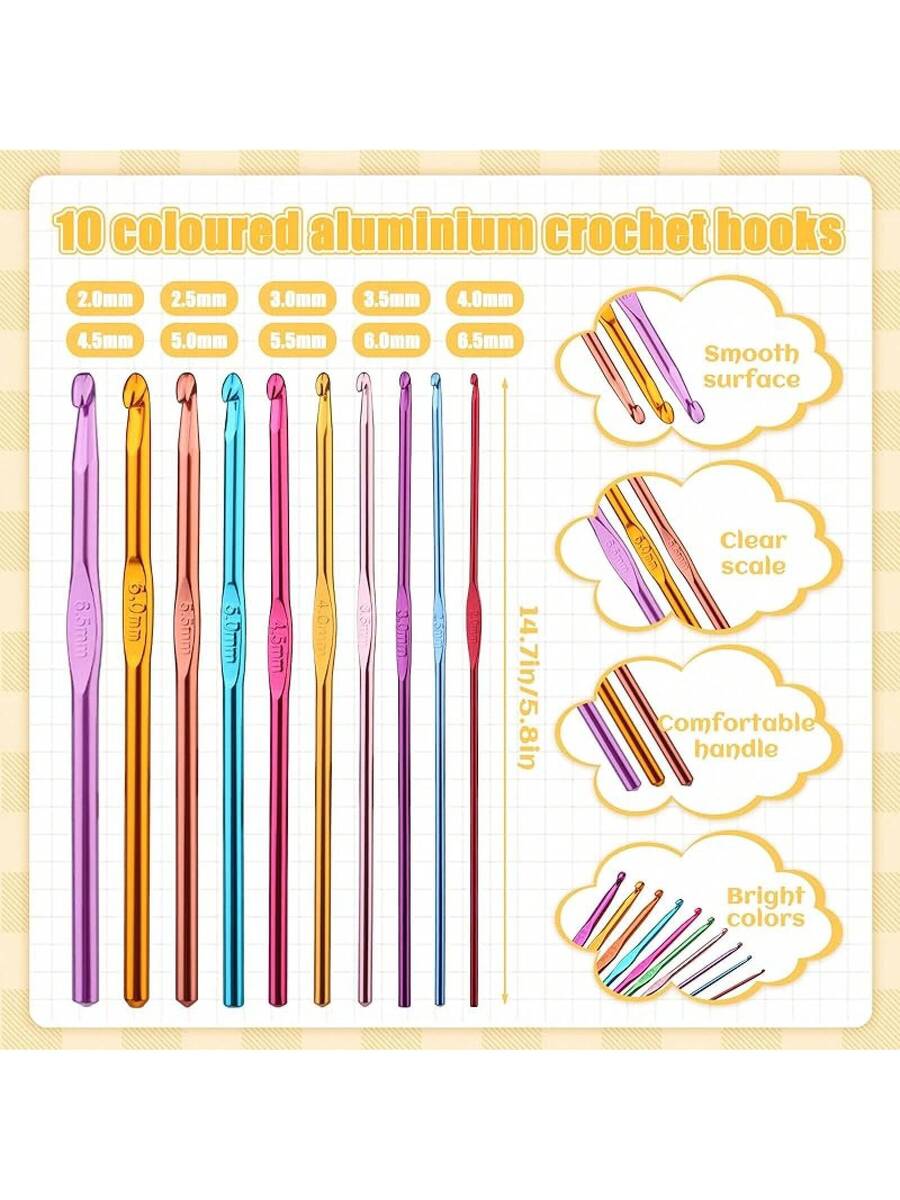 90 Pcs Crochet Set with Hooks, Markers, Needles and Plastic Needles Holders