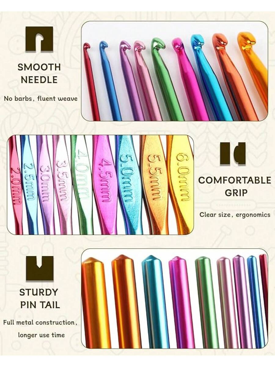 23-PCS Tunisian Crochet Hooks Set with Metal and Carbonized Afghan Needles