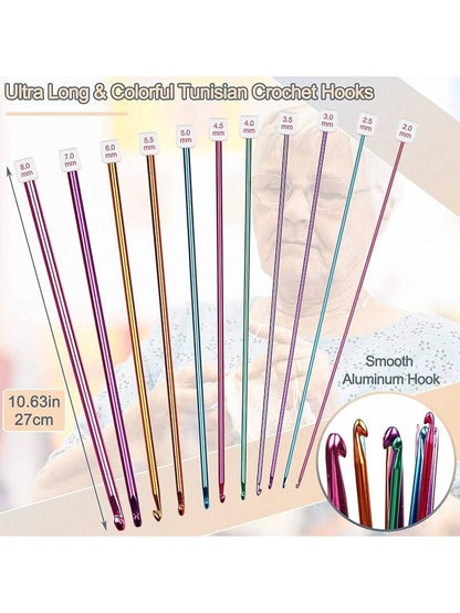 23-PCS Tunisian Crochet Hooks Set with Metal and Carbonized Afghan Needles
