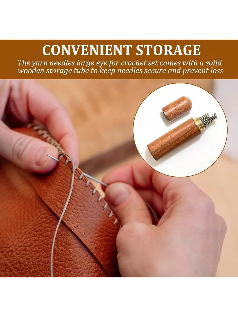 50 PCS Large Eye Embroidery Needles, 5 Sizes Stainless Steel Yarn Knitting Needles