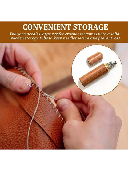 50 PCS Large Eye Embroidery Needles, 5 Sizes Stainless Steel Yarn Knitting Needles
