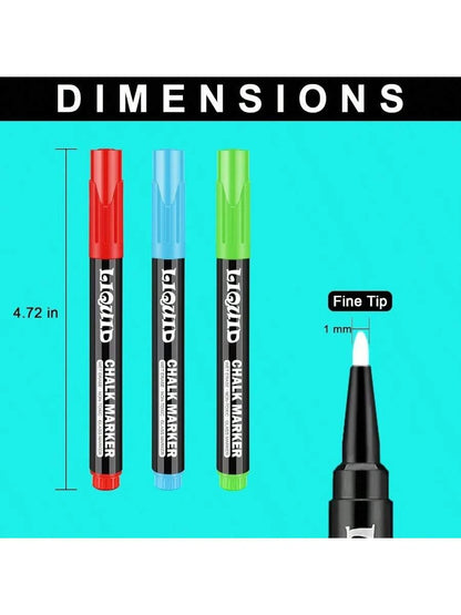 Fine Tip Chalkboard Markers 10 Pack, Liquid Chalk Markers Erasable