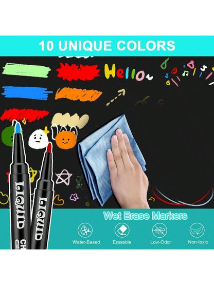 Fine Tip Chalkboard Markers 10 Pack, Liquid Chalk Markers Erasable